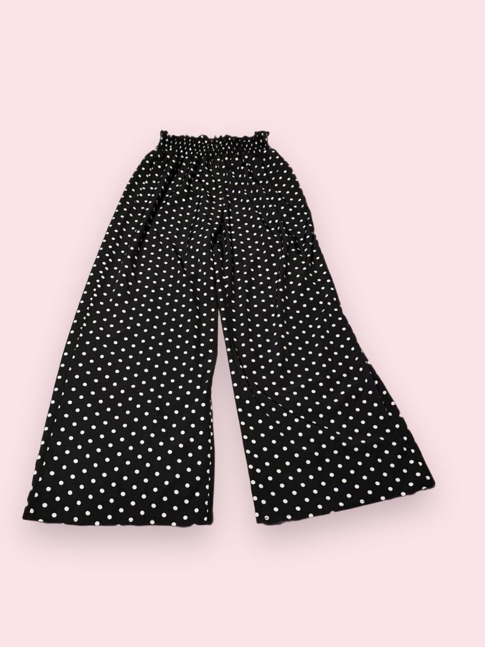 SHEIN Black Wide-Leg Polka Dot Pants